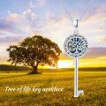 wholesale 925 Sterling Silver Abalone Shell Tree of Life Key Pendant Necklace for Women-0-5