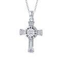 wholesale 925 Sterling Silver Celtic Cross Pendant with Runes and Cubic Zirconia Accent Necklace for Women-0-0