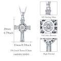 wholesale 925 Sterling Silver Celtic Cross Pendant with Runes and Cubic Zirconia Accent Necklace for Women-0-1