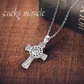 wholesale 925 Sterling Silver Celtic Cross Pendant with Runes and Cubic Zirconia Accent Necklace for Women-0-4