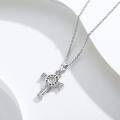 wholesale 925 Sterling Silver Celtic Cross Pendant with Runes and Cubic Zirconia Accent Necklace for Women-0-6