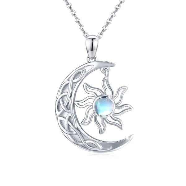 Sterling Silver Moon Sun Necklace-0