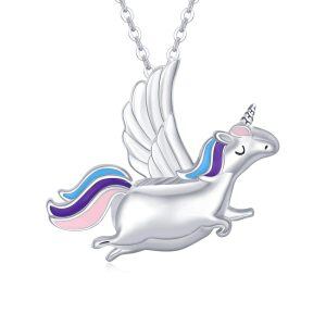 Sterling Silver Unicorn Necklace-0