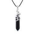 wholesale 925 Sterling Silver Black Onyx Crystal Wolf Head Pendant Necklaces for Men & Women-0-0