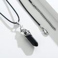 wholesale 925 Sterling Silver Black Onyx Crystal Wolf Head Pendant Necklaces for Men & Women-0-3
