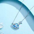 wholesale 925 Sterling Silver Blue Opal Planet & Stars Pendant Necklace for Women-0-4