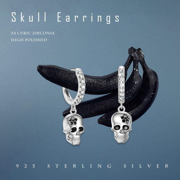 Sterling Silver Skull Earrings-4