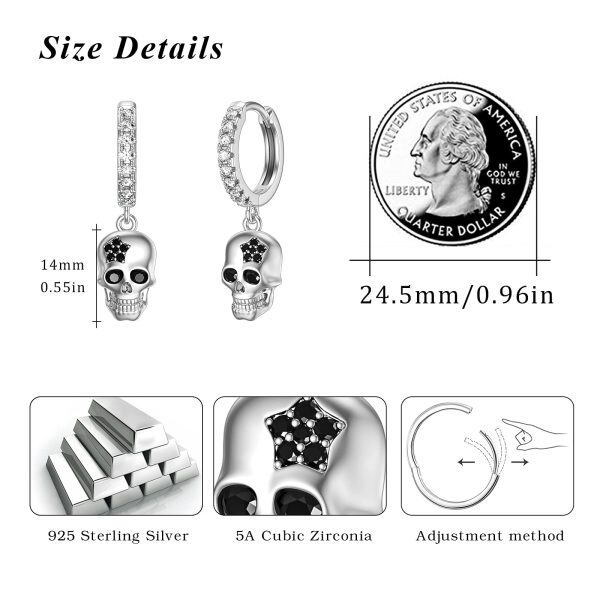 Sterling Silver Skull Earrings-5