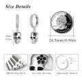 wholesale 925 Sterling Silver Stone  Skull Hoop Earrings Goth Halloween Jewelry-0-5