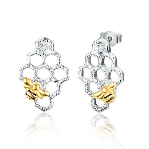 Sterling Silver Bee Earrings-0