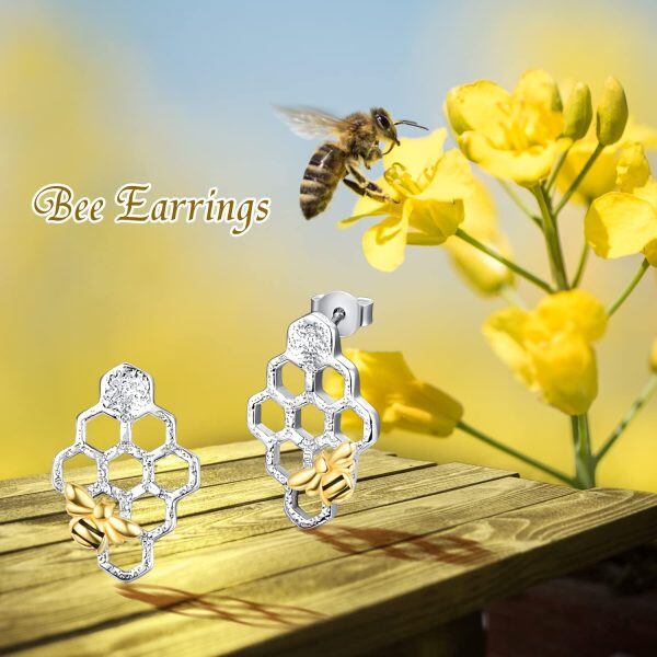 Sterling Silver Bee Earrings-1