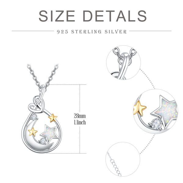 Sterling Silver Moon Star Necklace-4