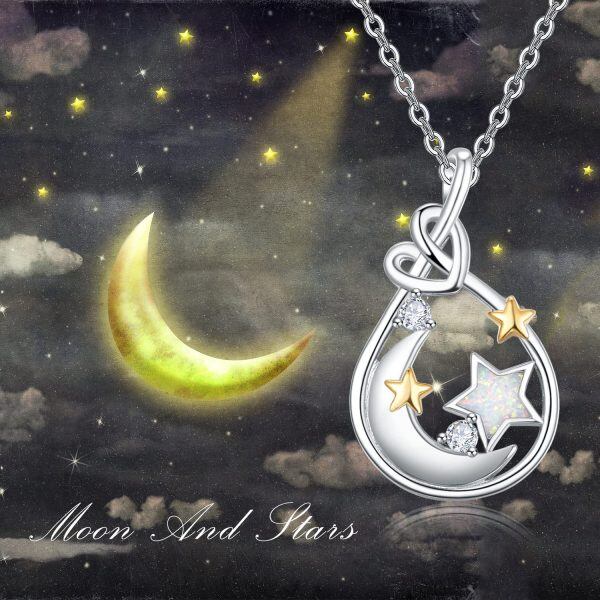 Sterling Silver Moon Star Necklace-5