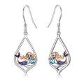 wholesale 925 Sterling Silver Teardrop Mermaid Dangle Earrings with Blue and Purple Stones for Women-0-0