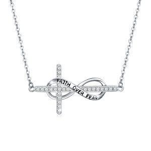 Sterling Silver Infinity Cross Necklace-0