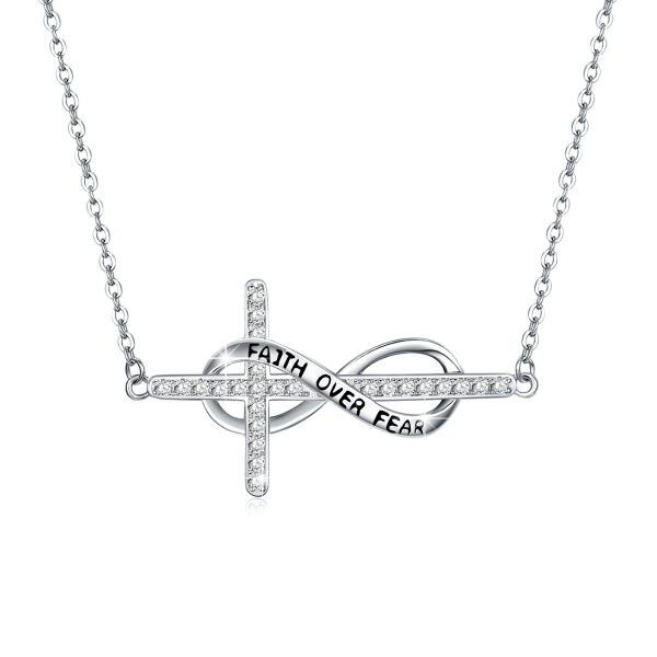 Sterling Silver Infinity Cross Necklace-0