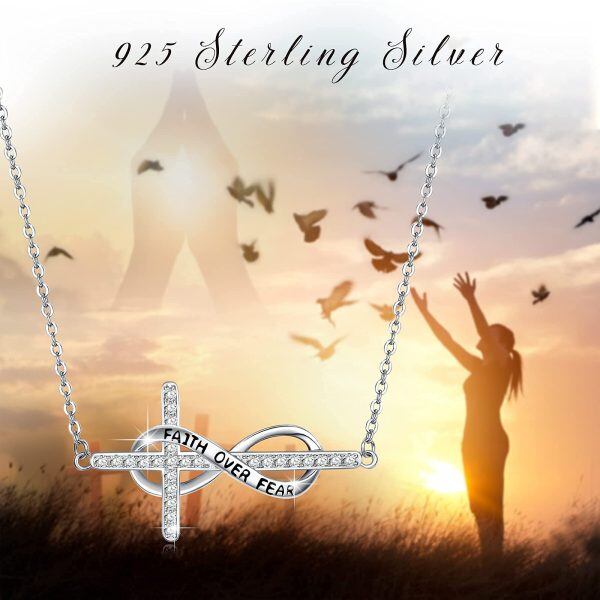 Sterling Silver Infinity Cross Necklace-1