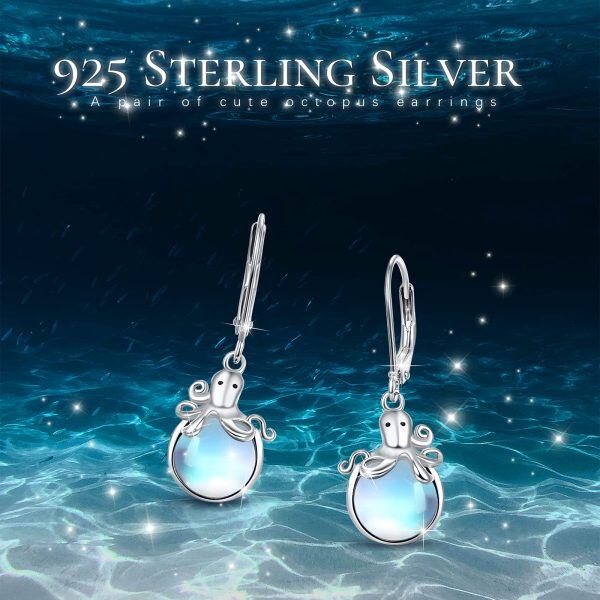 Sterling Silver Octopus Earrings-2