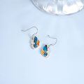 wholesale 925 Sterling Silver Blue & Orange Enamel Butterfly Dangle Earrings for Women-0-2