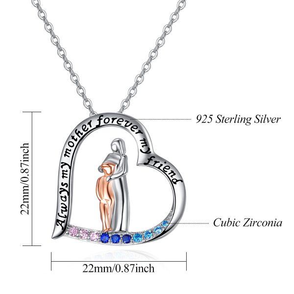 Sterling Silver Mother And Son Heart Necklace-2