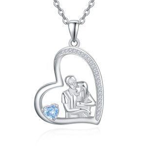 Sterling Silver Couples Heart Necklace-0