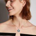 wholesale 925 Sterling Silver Blue Crystal Eye of Horus Pendant Necklace for Women-0-3