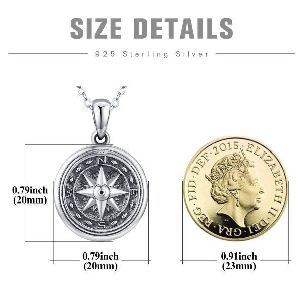 Sterling Silver Compass Locket Necklace-1