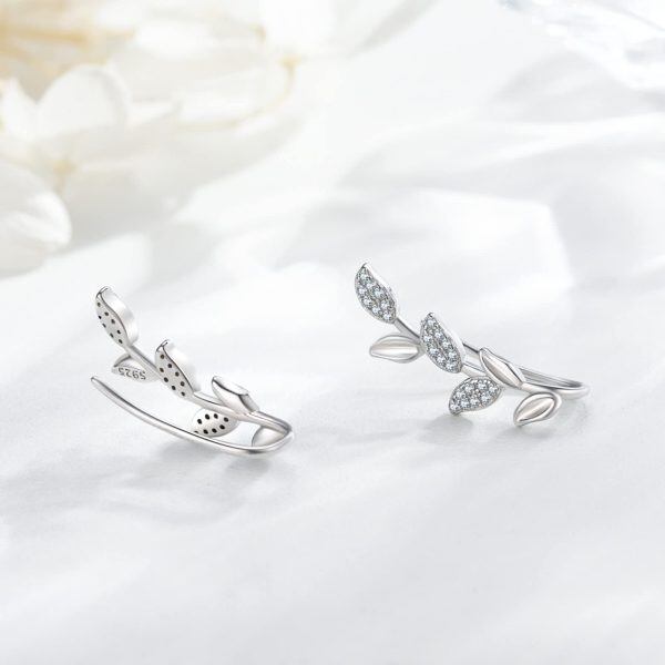 Sterling Silver Leaf Earrings-4