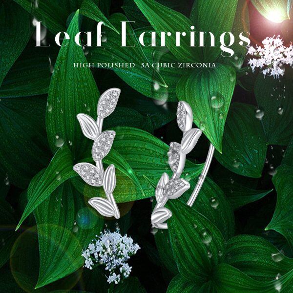 Sterling Silver Leaf Earrings-5