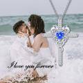 wholesale 925 Sterling Silver Blue Sapphire Cross Dolphins Pendant Necklace for Women -0-2