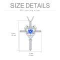 wholesale 925 Sterling Silver Blue Sapphire Cross Dolphins Pendant Necklace for Women -0-3