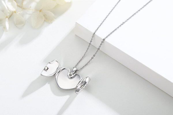 Sterling Silver Angel Wings Heart Necklace-5