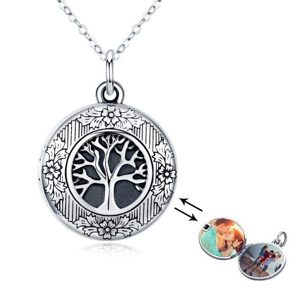 Sterling Silver Tree Of Life Locket Necklace-0