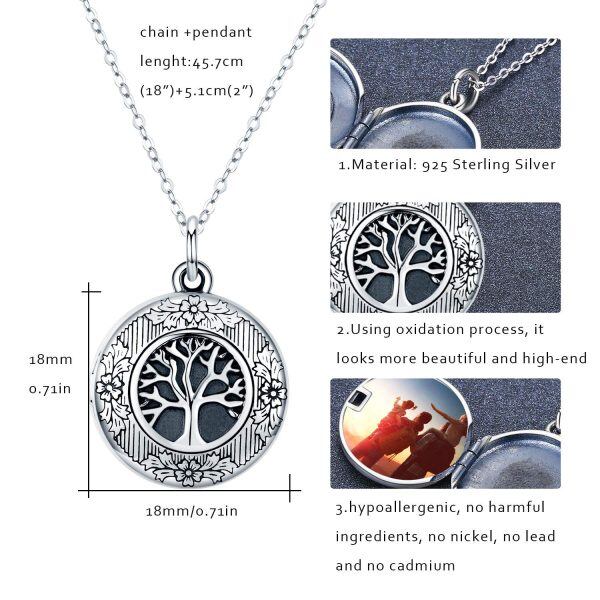 Sterling Silver Tree Of Life Locket Necklace-5