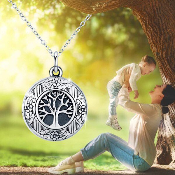 Sterling Silver Tree Of Life Locket Necklace-7