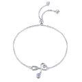 wholesale 925 Sterling Silver Heart Charm Adjustable Bangle Bracelet with Crystal Accent for Women-0-0