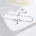 wholesale 925 Sterling Silver Heart Charm Adjustable Bangle Bracelet with Crystal Accent for Women-0-1