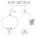wholesale 925 Sterling Silver Heart Charm Adjustable Bangle Bracelet with Crystal Accent for Women-0-5