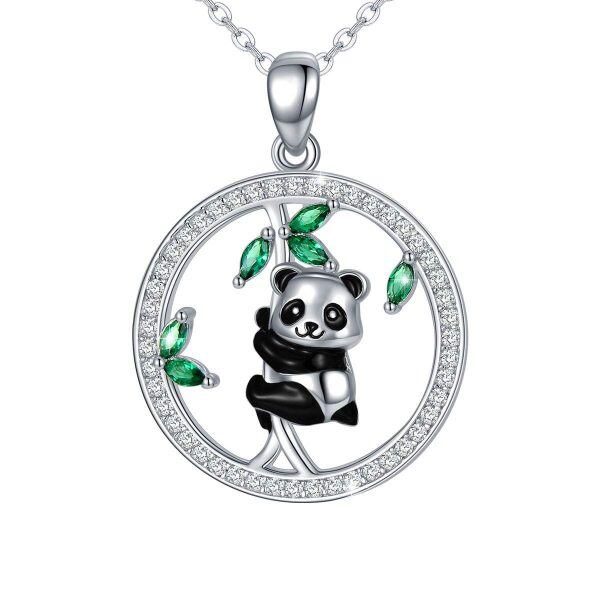 Sterling Silver Panda Pendant Necklace-0