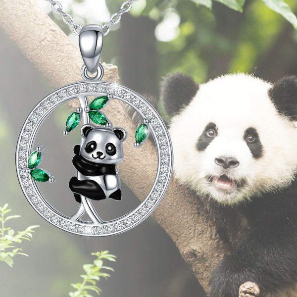 Sterling Silver Panda Pendant Necklace-1