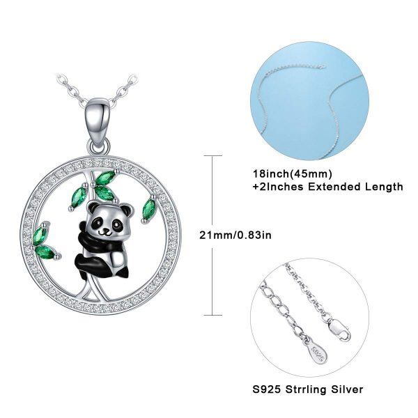 Sterling Silver Panda Pendant Necklace-4