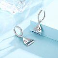 wholesale 925 Sterling Silver Sailboat with Blue Stones Dangle Earrings for Women-0-4