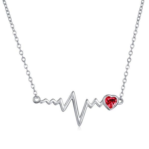 Sterling Silver Heartbeat Necklace-0