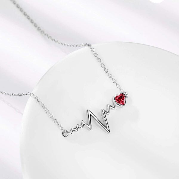 Sterling Silver Heartbeat Necklace-1