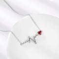 wholesale 925 Sterling Silver Red Crystal Heartbeat Nurse Pendant Necklace for Women Girls Birthdays Gifts-0-1