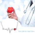 wholesale 925 Sterling Silver Red Crystal Heartbeat Nurse Pendant Necklace for Women Girls Birthdays Gifts-0-6