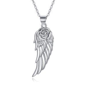 Sterling Silver Angel Wings Pendant Necklace-0