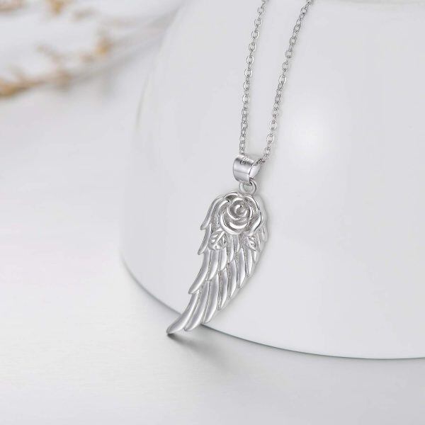 Sterling Silver Angel Wings Pendant Necklace-2