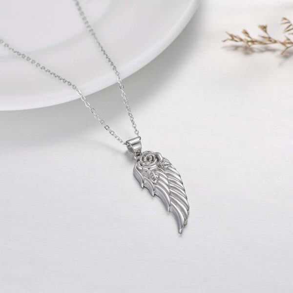 Sterling Silver Angel Wings Pendant Necklace-3