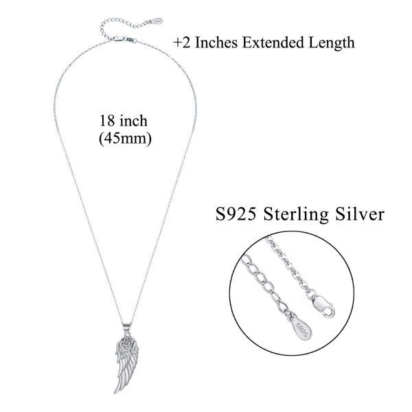 Sterling Silver Angel Wings Pendant Necklace-4